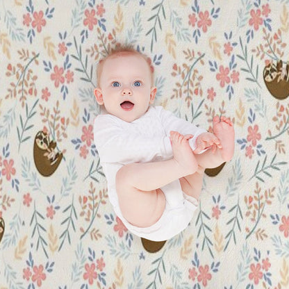 Baby Flower With Sloth Throw Blanket