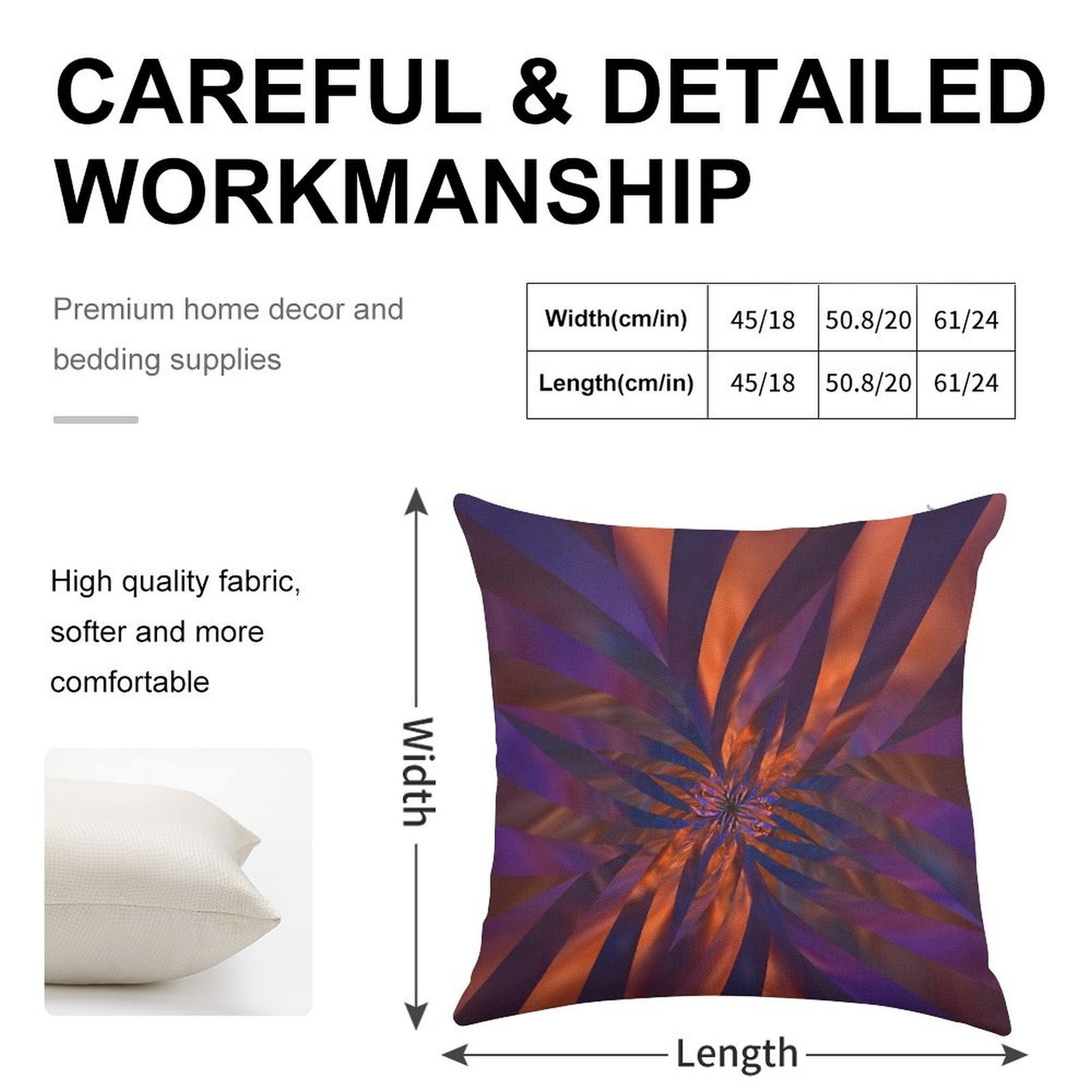Abstract in Orange And Purple Linen Throw Pillow Cover