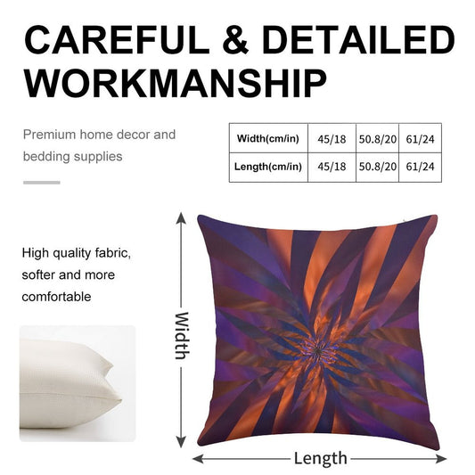 Abstract in Orange And Purple Linen Throw Pillow Cover