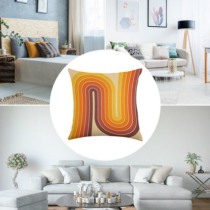 Retro Geometric Double Arch Design 522 Linen Throw Pillow Cover