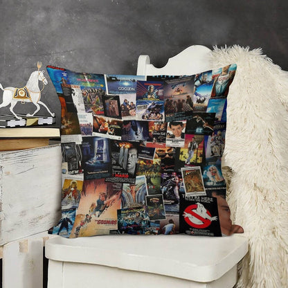 1980s Movie Posters Linen Throw Pillow Cover