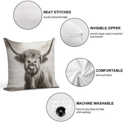Cheeky Highland Cow Soft Bedroom Essential Throw Pillow