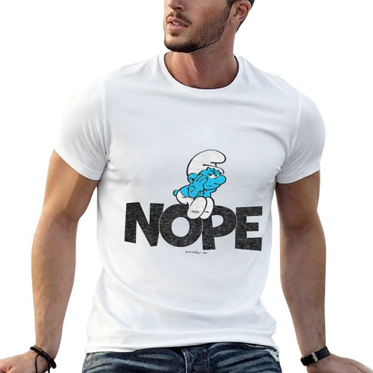The Smurfs - Grouchy Smurf Nope  Heathered Texture T-Shirt