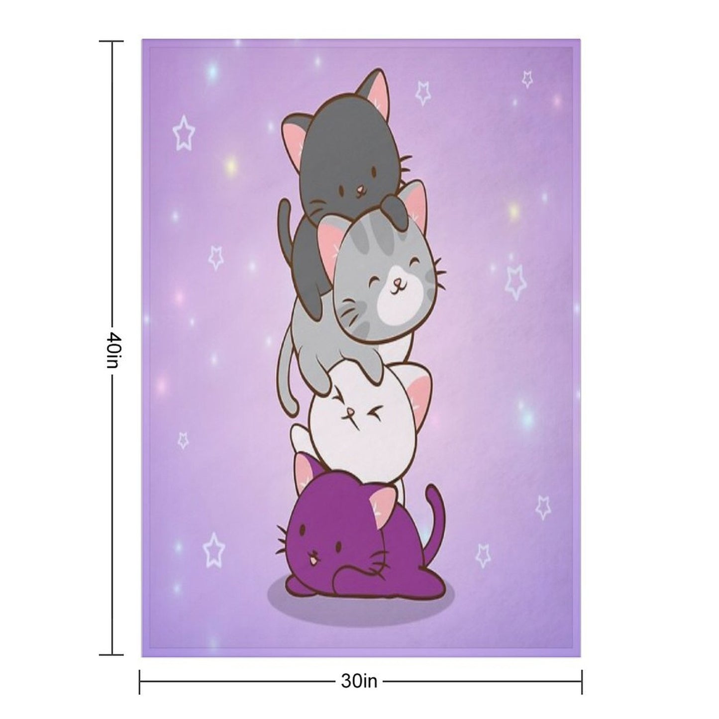 Ace Pride Kawaii Cats LGBTQ Asexual Throw Blanket