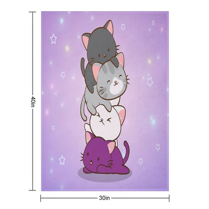 Ace Pride Kawaii Cats LGBTQ Asexual Throw Blanket