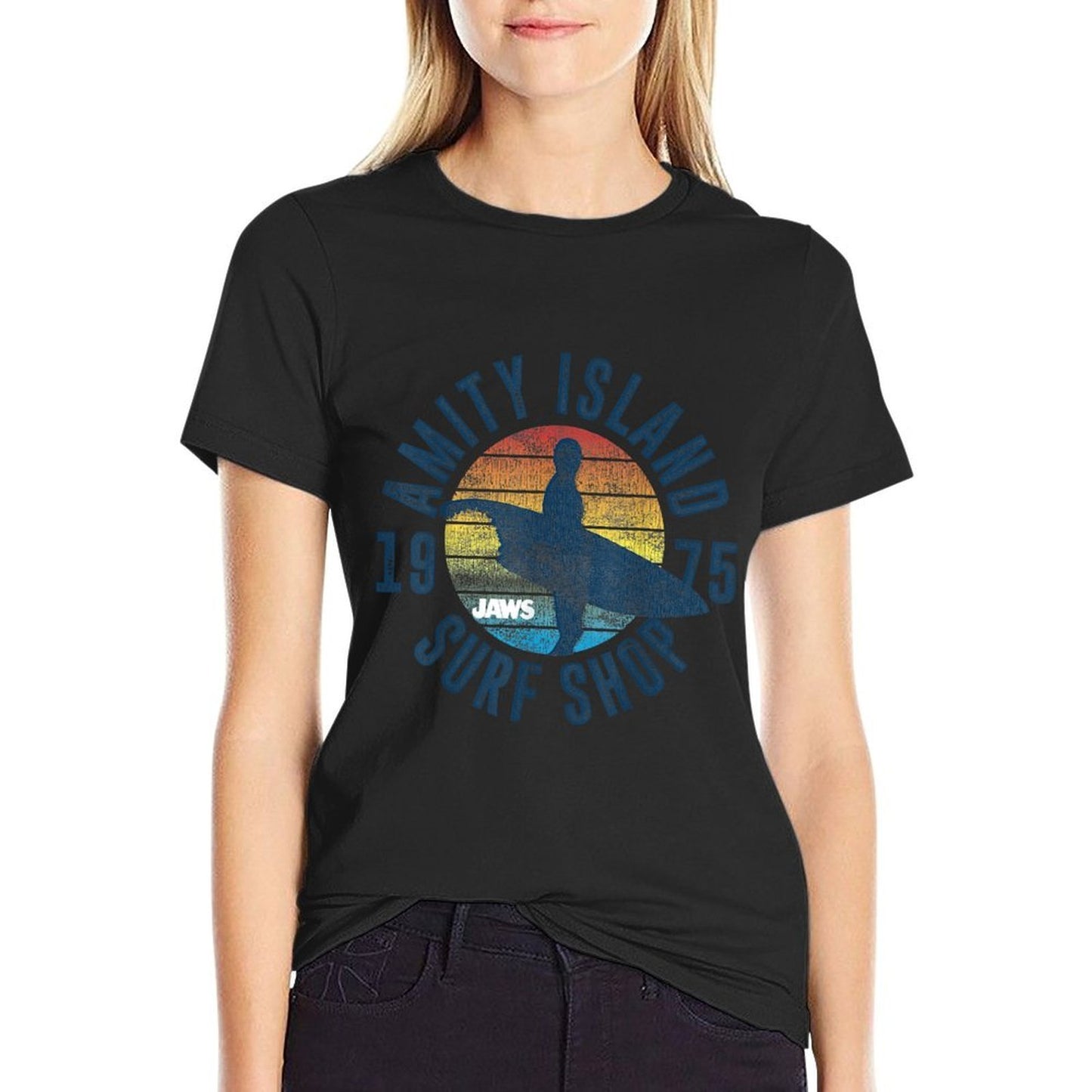 Jaws Amity Island Surf Board  Tagless Design T-Shirt