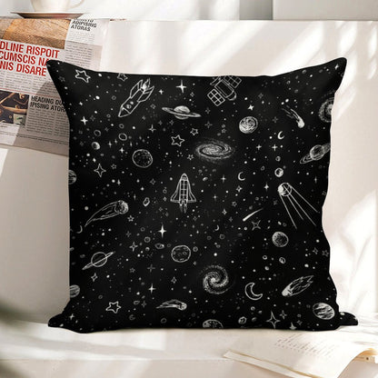 Space Linen Throw Pillow Cover