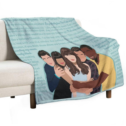 New Girl Cast And Quotes Throw Blanket