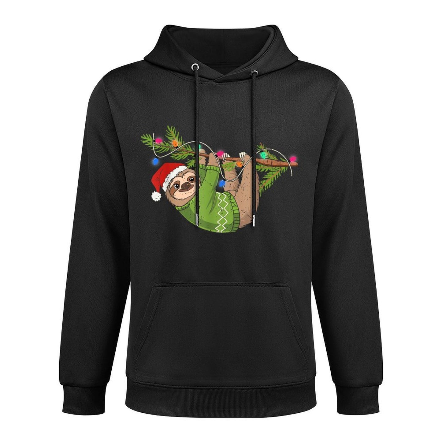 Cute Xmas Sloth Santa Hat Christmas Sloth - Tree Lights Xmas Customizable Surface Hoodie
