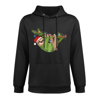 Cute Xmas Sloth Santa Hat Christmas Sloth - Tree Lights Xmas Customizable Surface Hoodie