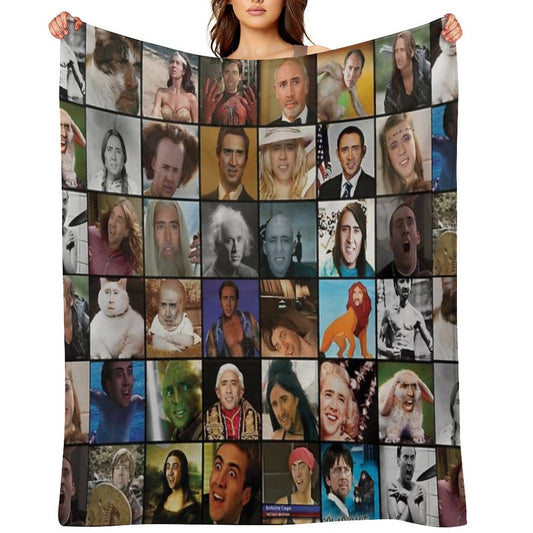 Nicholas Cage Pattern - Nicolas Cage - Nick Cage Nic Cage Throw Blanket