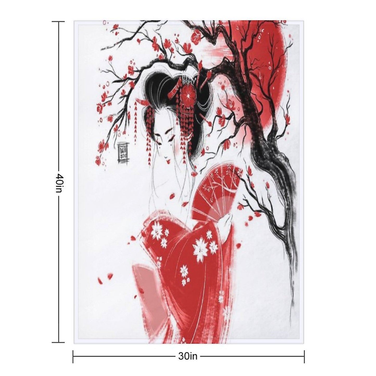 Red Geisha Throw Blanket