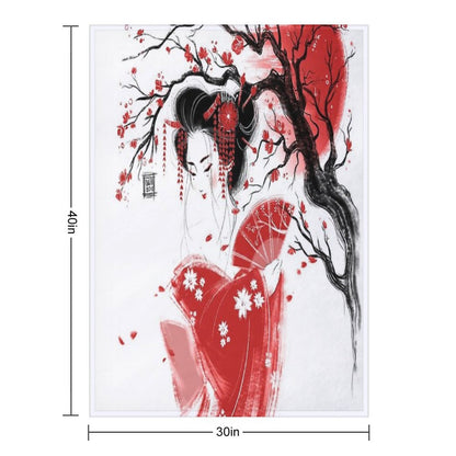 Red Geisha Throw Blanket