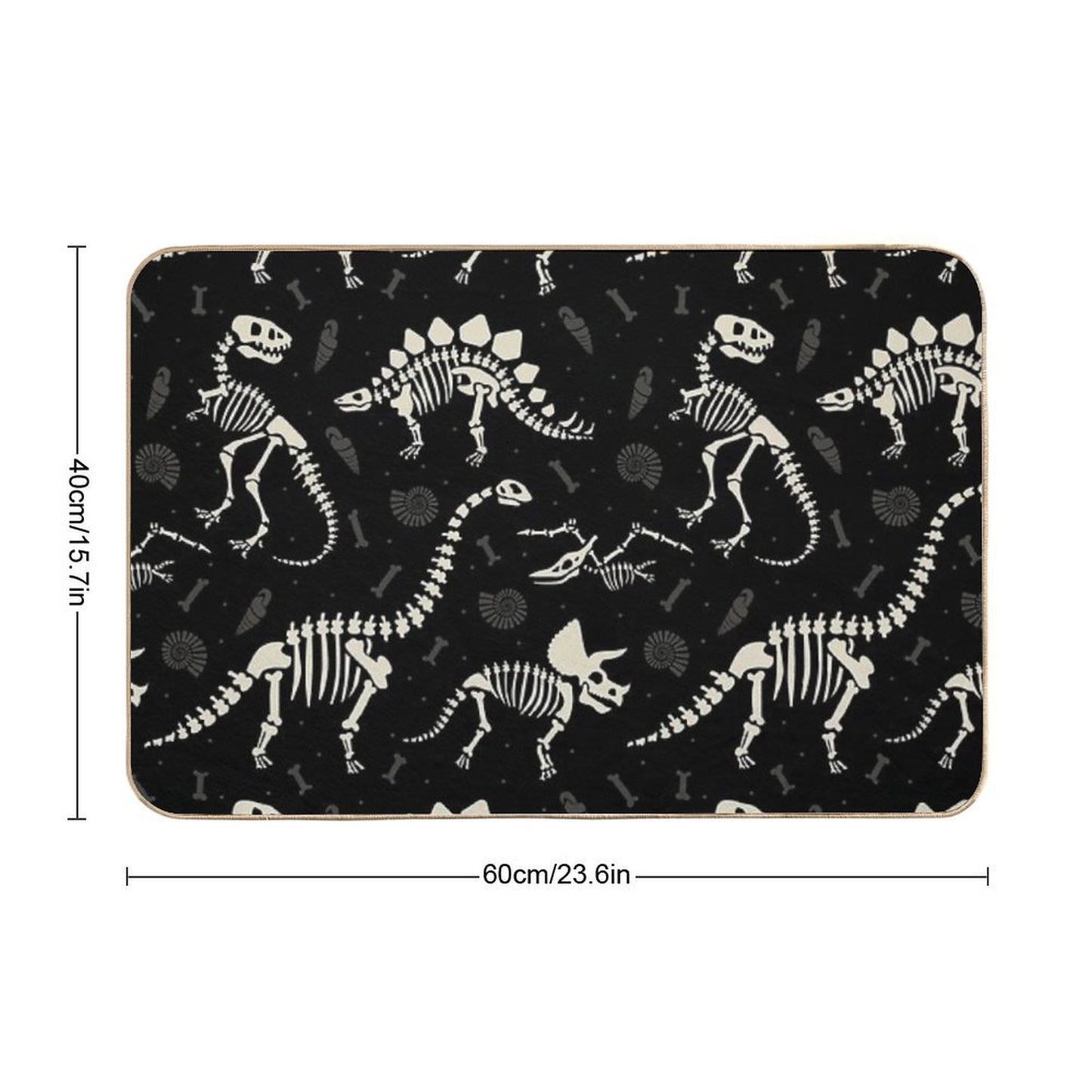 Dinosaur Fossils in Black Bath Mat