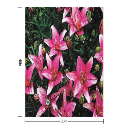 Lovely Pink Lilies in Full Bloom Water Color Throw Blanket