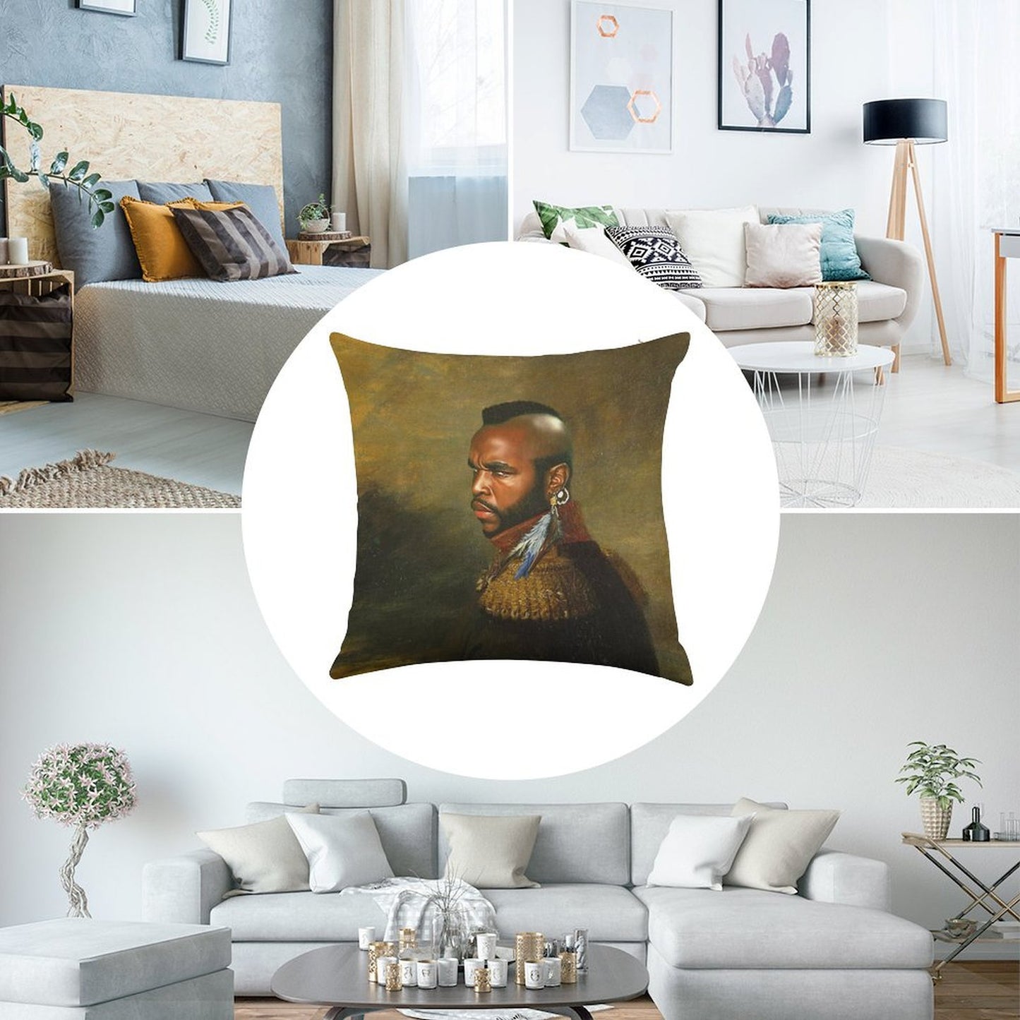 Mr. T - Replaceface Linen Throw Pillow Cover