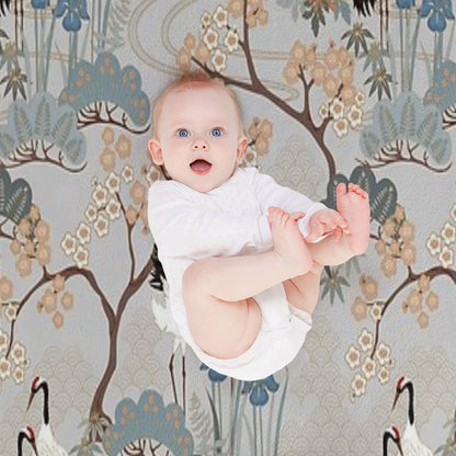 Japanese Garden Gray Throw Blanket