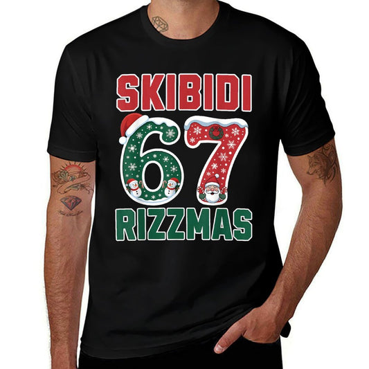 Rizz Christmas 67 Funny Xmas Gen Alpha Skibidi Rizzmas 67  Slim-fit Cut T-Shirt
