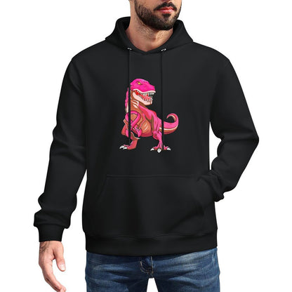 Pink Ribbon T-Rex Breast Cancer Awareness for Boys Kids Adjustable Hood Hoodie