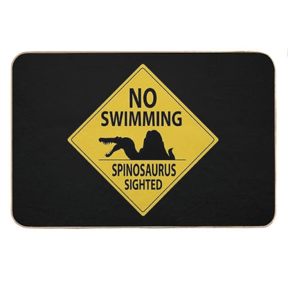 No Swimming - Spinosaurus Sign Bath Mat