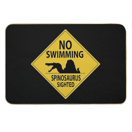 No Swimming - Spinosaurus Sign Bath Mat
