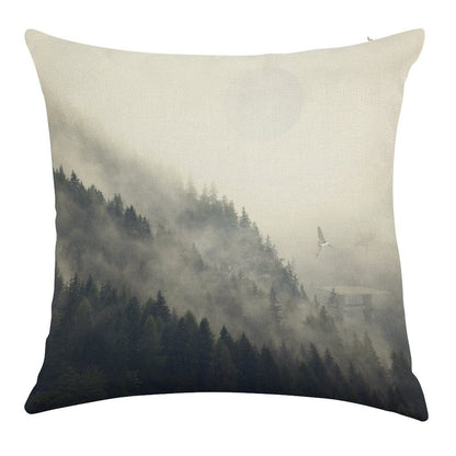 Forest Moon Linen Throw Pillow Cover