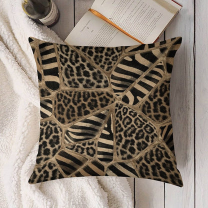 Animal Print - Leopard And Zebra - Pastel Gold Linen Throw Pillow Cover