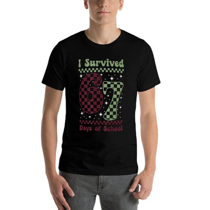 I Survived 67 Days of School Funny Six Seven Teacher Student  Graphic-printed T-Shirt