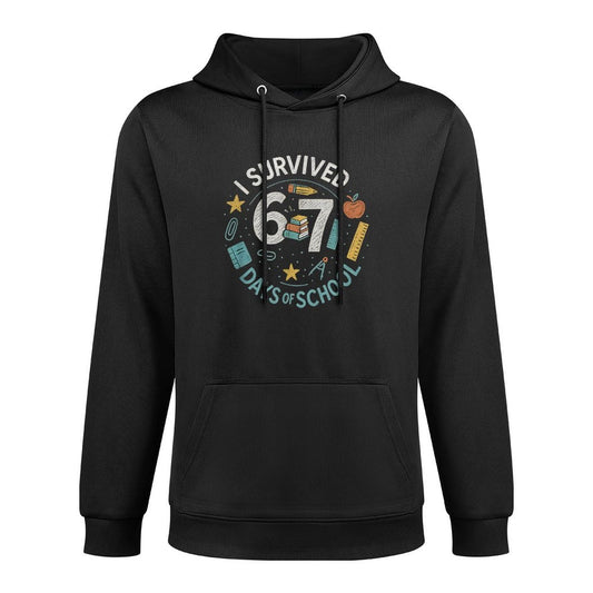I Survived 6 7 Days of School – Funny 67 Meme Chalkboard Moisture-Wicking Hoodie