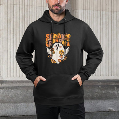 Spooky Grandma Groovy Ghost With Vintage Flowers Halloween Adjustable Hood Hoodie