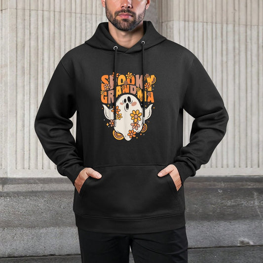 Spooky Grandma Groovy Ghost With Vintage Flowers Halloween Adjustable Hood Hoodie