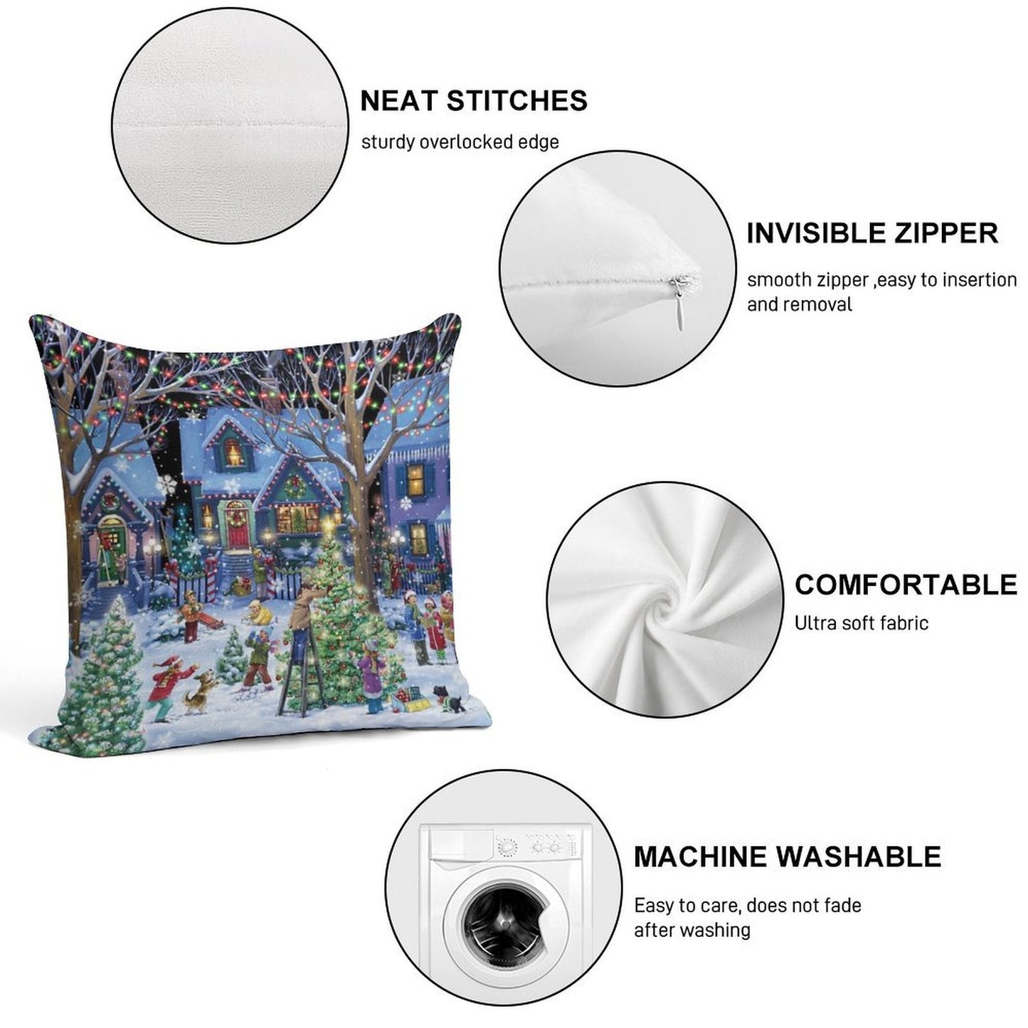 Decorating for Christmas Soft Fade-Resistant Throw Pillow
