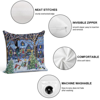 Decorating for Christmas Soft Fade-Resistant Throw Pillow