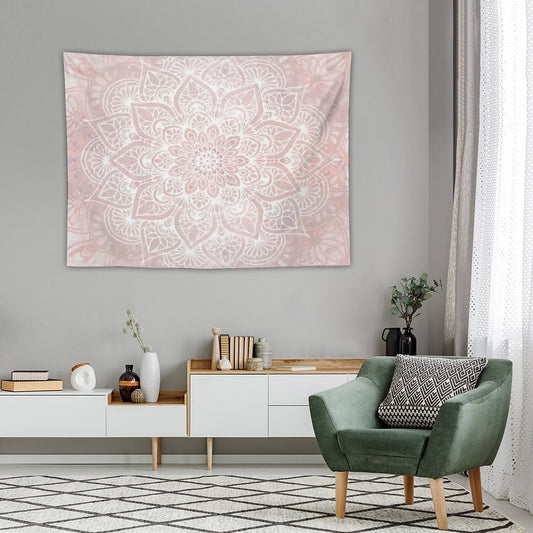 Mandala Yoga Love, Pastel Pink Tapestry