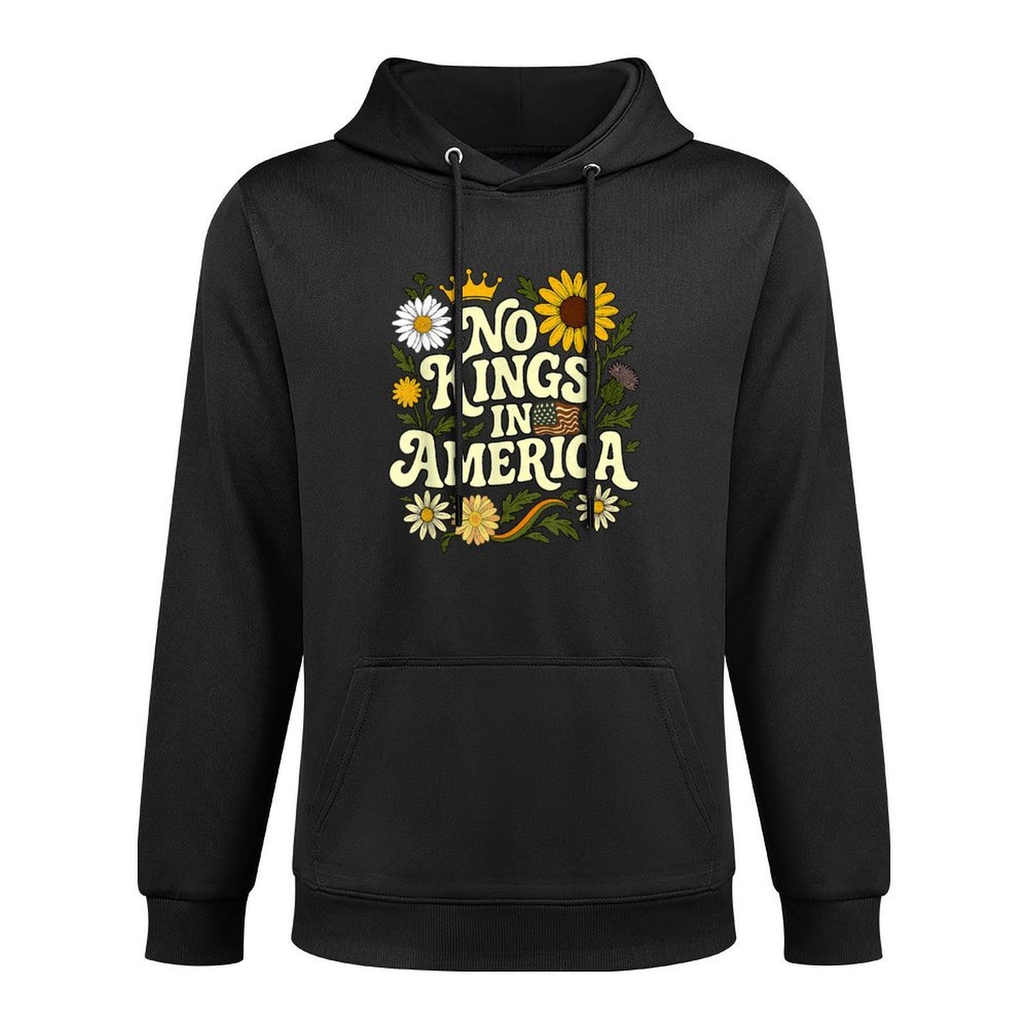 No King In American Retro Floral 70s Democracy Women Customizable Surface Hoodie