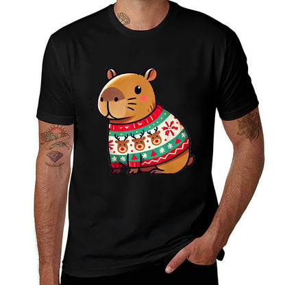 Capybara Ugly Sweater Christmas  Breathable T-Shirt