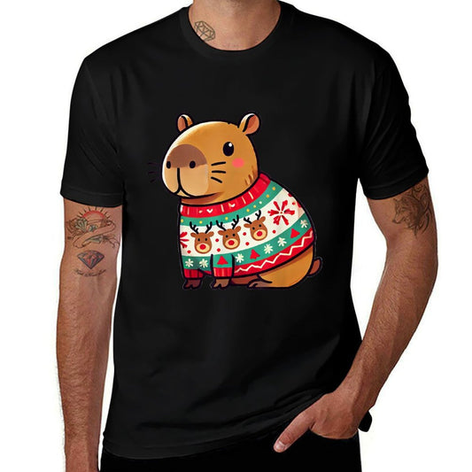Capybara Ugly Sweater Christmas  Breathable T-Shirt