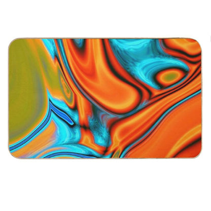 Vivid Modern Southwest Hipster Turquoise Orange Swirls Bath Mat