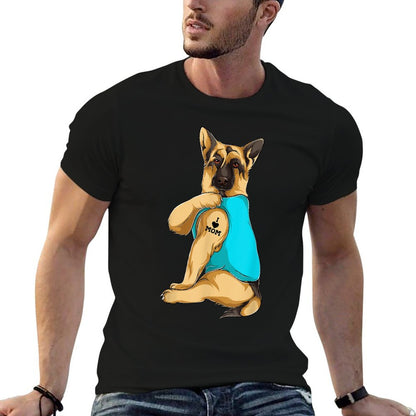 German Shepherd I Love Mom Tattoo Apparel Dog Mom Gift Women T-Shirt