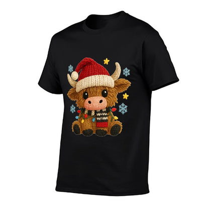 Crochet Yarn Highland Cow Christmas Western Girly Xmas  Classic T-Shirt
