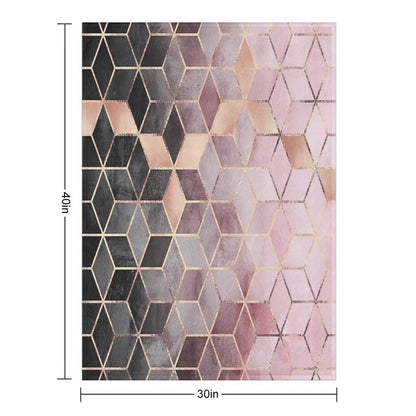 Pink And Grey Gradient Cubes Throw Blanket