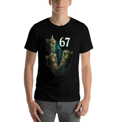 67 Meme Cat Howling at 67 Funny 6 7  Durable T-Shirt