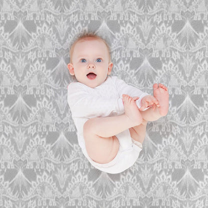 Stegosaurus Lace - White Throw Blanket