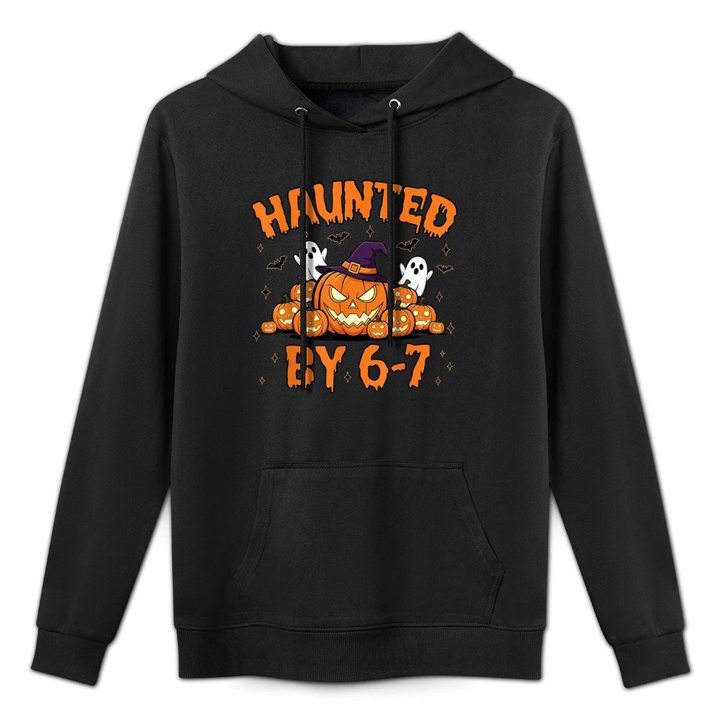 Haunted by 67 – Funny Ghost And Pumpkin Halloween Costume Pilling-Resistant Hoodie