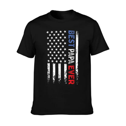 Father&#39;s Day Best Papa Ever with US American Flag T-Shirt