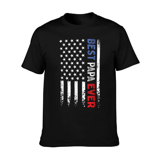 Father&#39;s Day Best Papa Ever with US American Flag T-Shirt