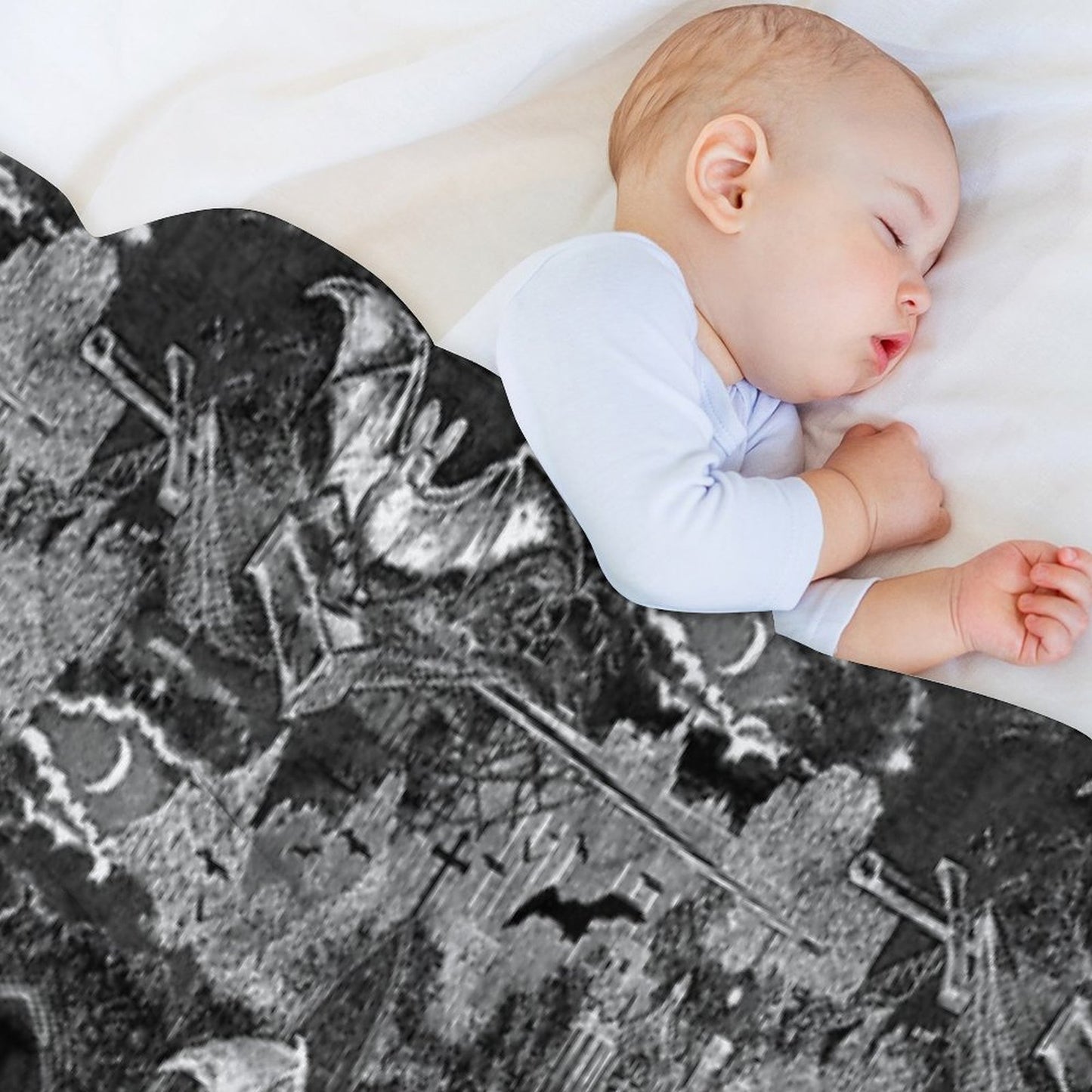 Dark Gothic Vampires Crypt Graves Bats Skulls Pattern by Moose Disco Throw Blanket