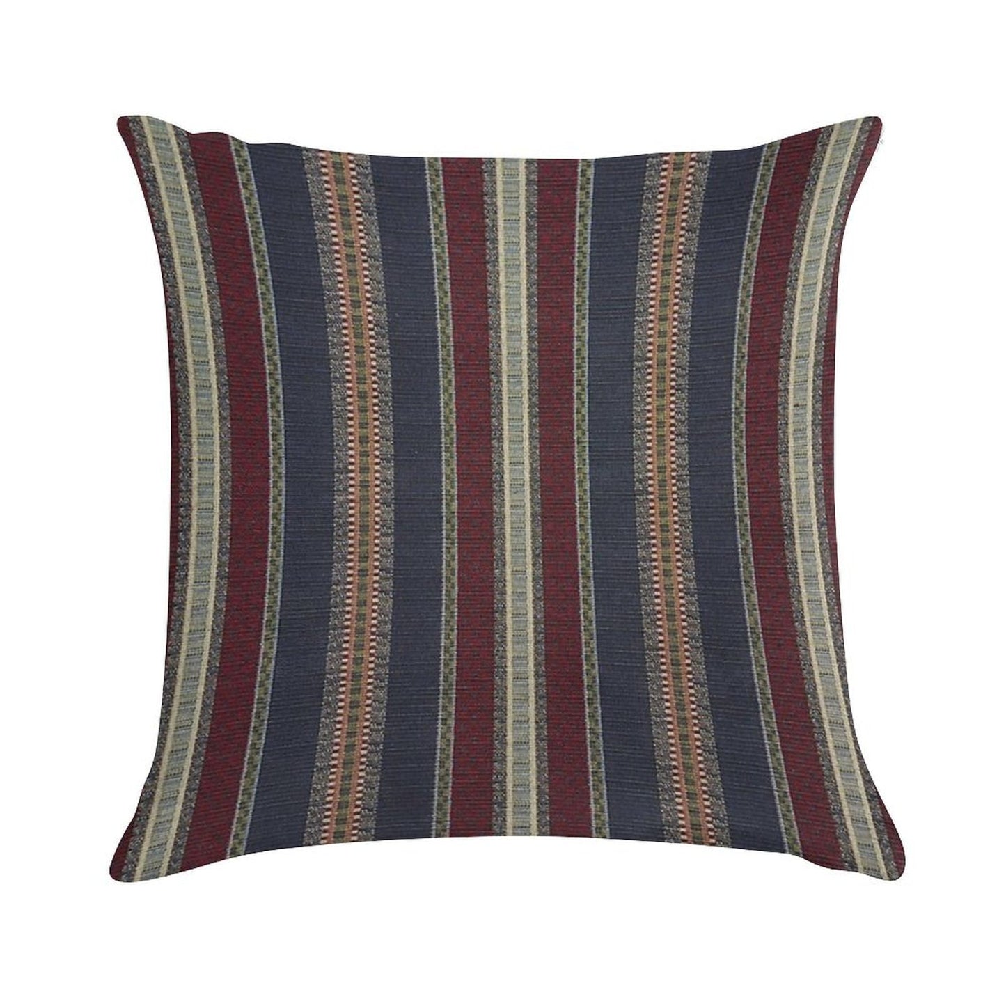Navy Stripe Burgundy And Dark Blue Country Tapestry Soft Gift Ready Throw Pillow