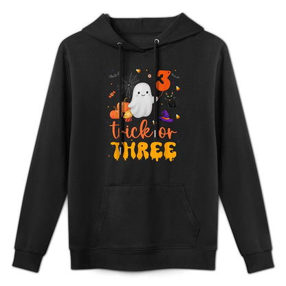 Trick Or Three Ghost Pumpkins Cat Halloween 3rd Birthday Boy Easy Care Hoodie