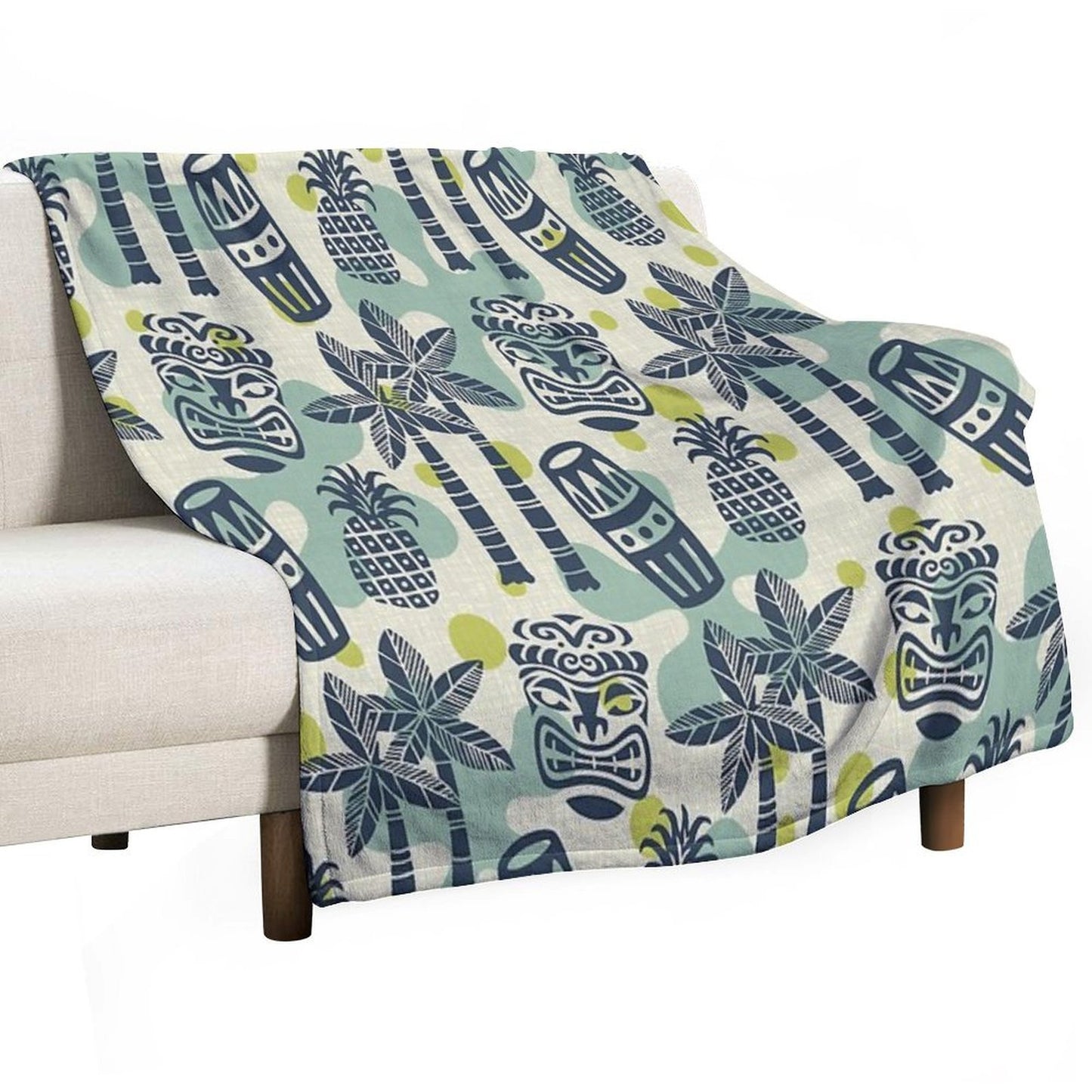 Retro Mid Century Modern Tiki Pattern Throw Blanket